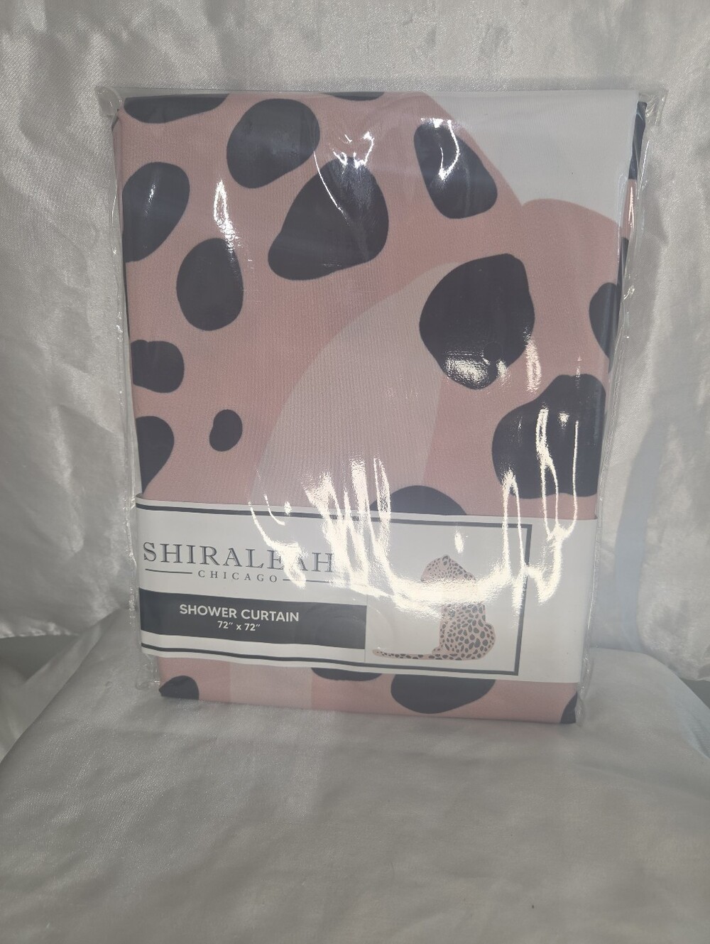 Shiraleah Pink and Black Leopard Print Bath Curtain